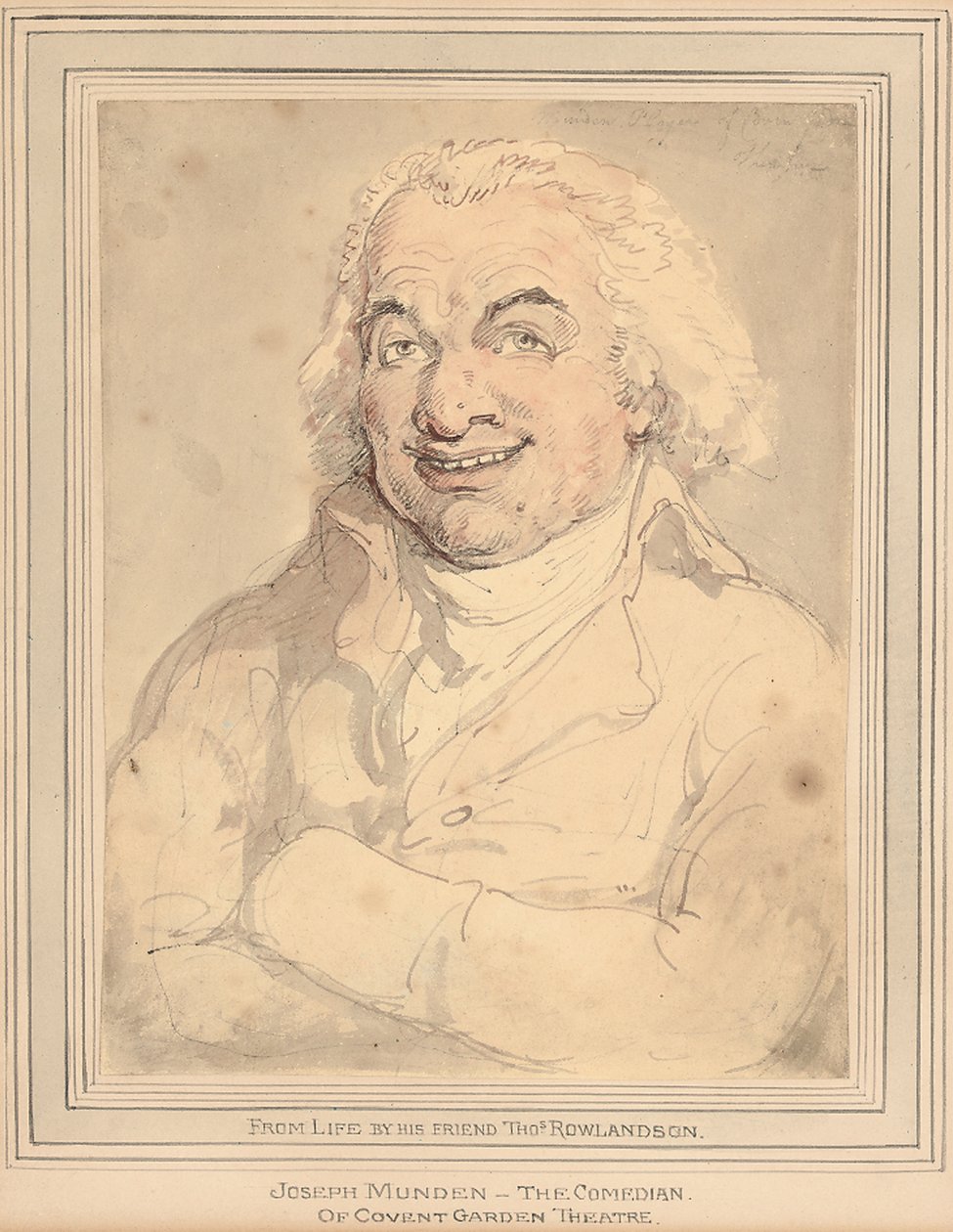 Joseph Mundenin muotokuva, rintaan asti, ruskeanvärisessä takissa tekijältä Thomas Rowlandson