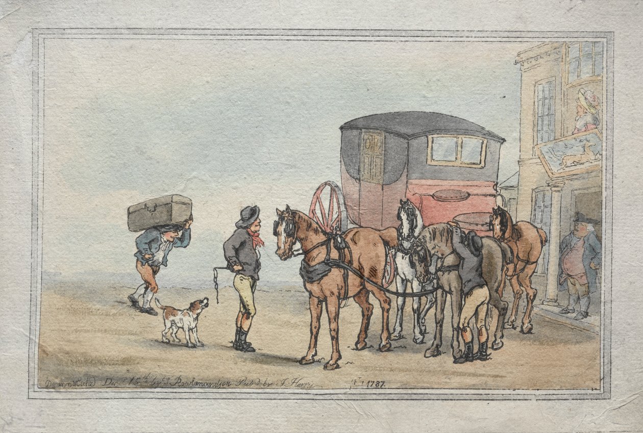 Postboys ja posthorses White Hart Innissä tekijältä Thomas Rowlandson