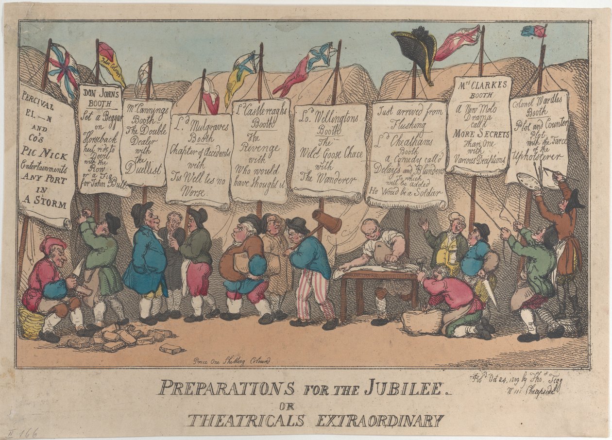 Juhlavuoden valmistelut tai ylimääräiset teatterit, 24. lokakuuta 1809., 24. lokakuuta 1809. tekijältä Thomas Rowlandson