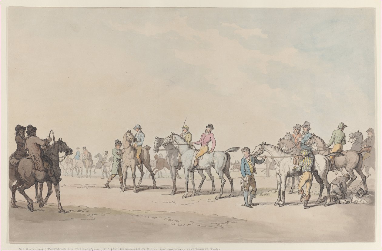Kilpailuun valmistautuminen, 1804, 1804. tekijältä Thomas Rowlandson