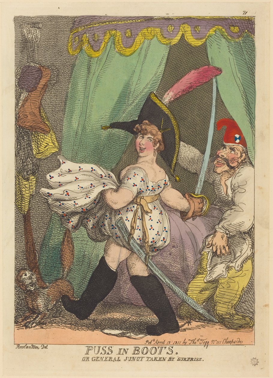 Kissapoika saappaissa, eli kenraali Junot yllätetään tekijältä Thomas Rowlandson
