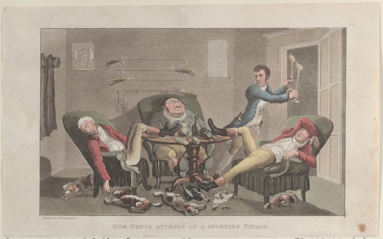 Quae Genus osallistuu urheilun finaaliin, The History of Johnny Quae Genu..., 1. joulukuuta 1821. tekijältä Thomas Rowlandson