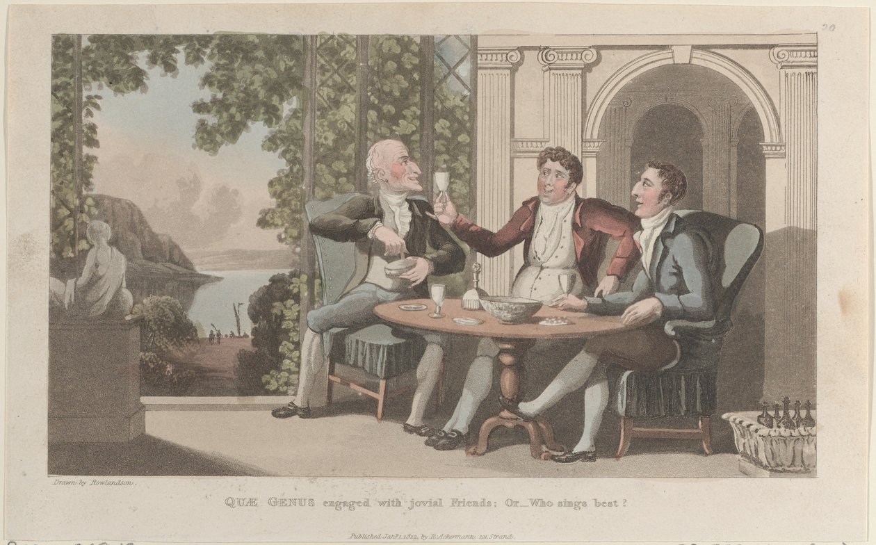 Quae Genus Engaged with Jovial Friends, Or-Who Sings Best, The History o..., 1. tammikuuta 1822. tekijältä Thomas Rowlandson