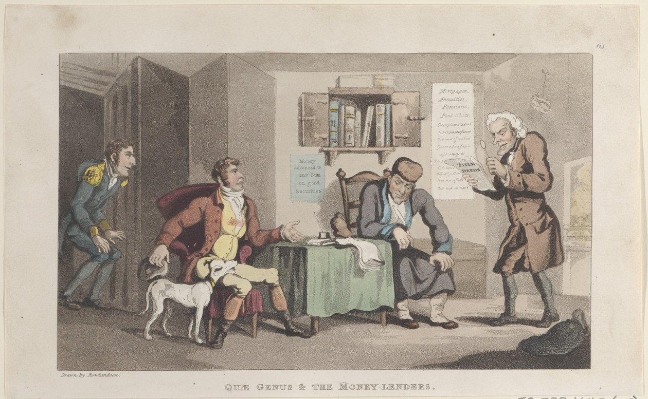 Quae Genus & The Money lainaajat, The History of Johnny Quae Genus, The L..., 1. syyskuuta 1821. tekijältä Thomas Rowlandson