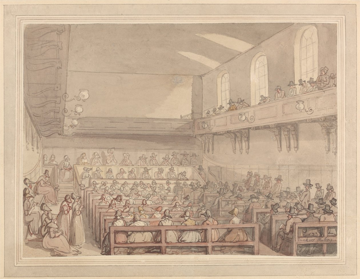 Kveekarien kokous tekijältä Thomas Rowlandson