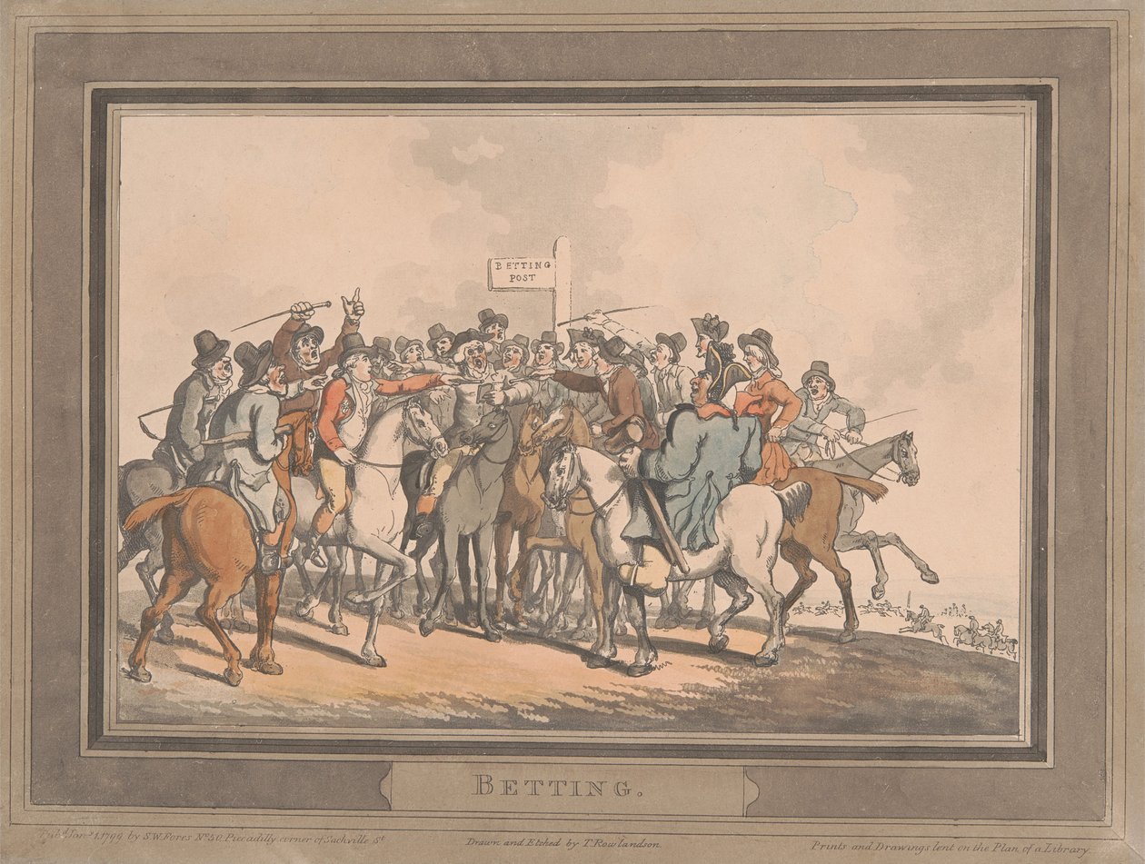 Kilpailut [kuuden kappaleen sarja]:  6. Vedonlyönti tekijältä Thomas Rowlandson