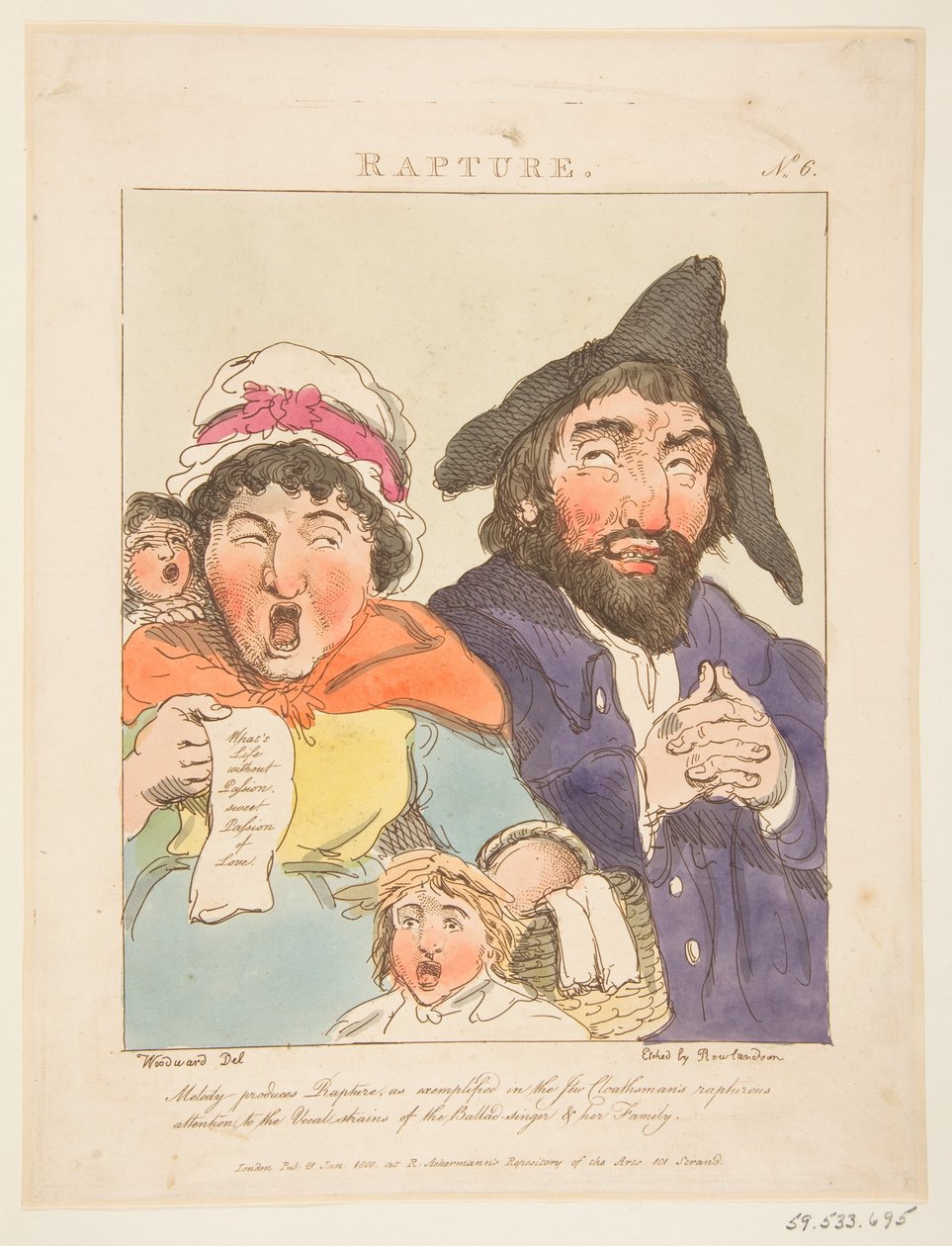 Rapture Le Brun Travested eli Karikatyyrit Passioista, 21. tammikuuta 1800. tekijältä Thomas Rowlandson
