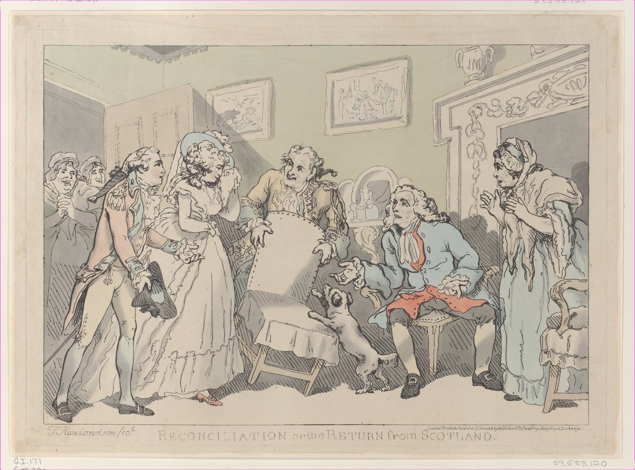 Sovinto eli paluu Skotlannista, 17. joulukuuta 1785, 17. joulukuuta 1785. tekijältä Thomas Rowlandson