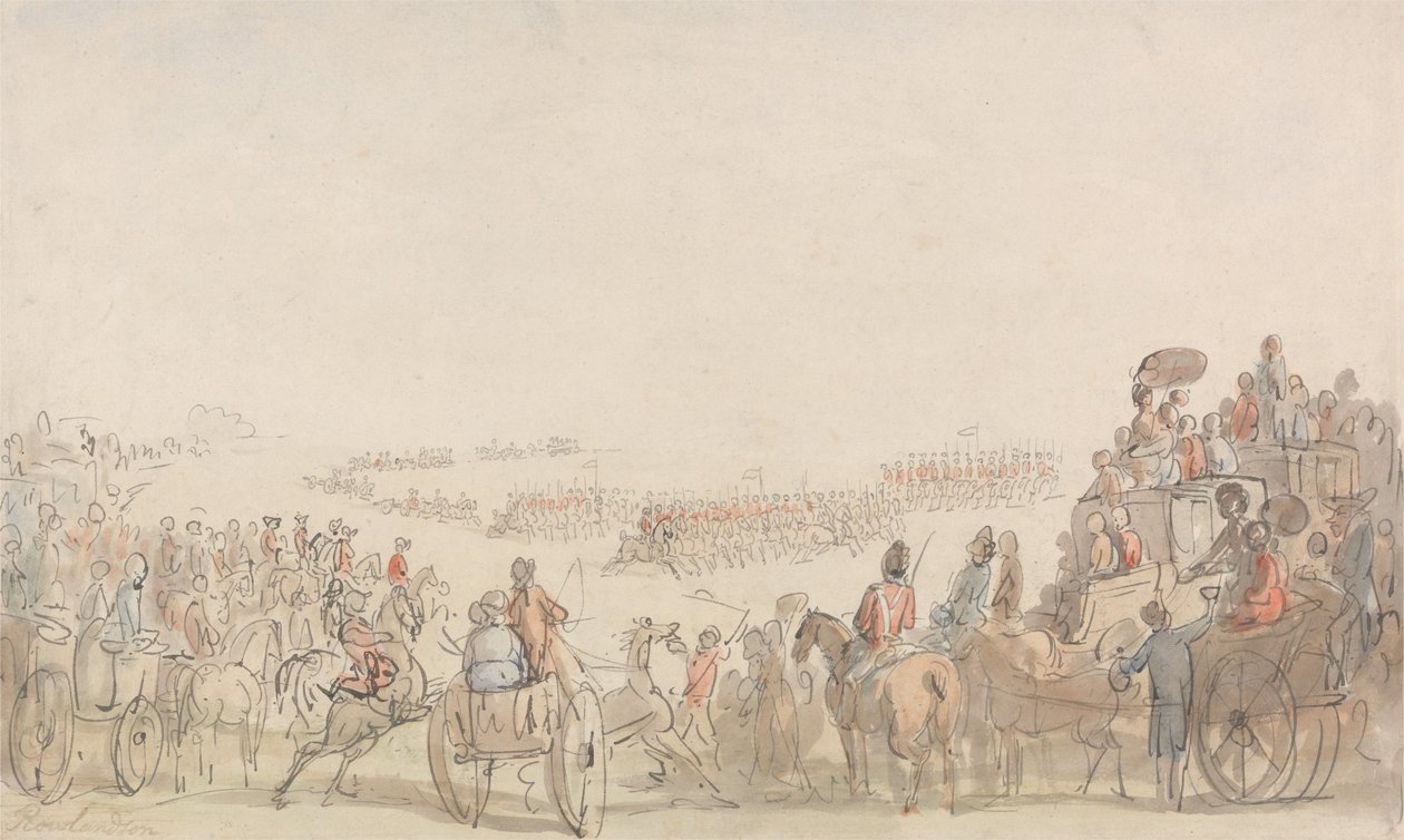 Katsaus Light Horse Volunteers -joukkoon Wimbledon Commonilla tekijältä Thomas Rowlandson