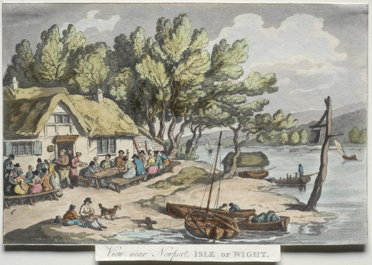 Rowlandsonin Luonnonpiirroksia:  Näkymä Newportin läheltä, Wightin saari tekijältä Thomas Rowlandson