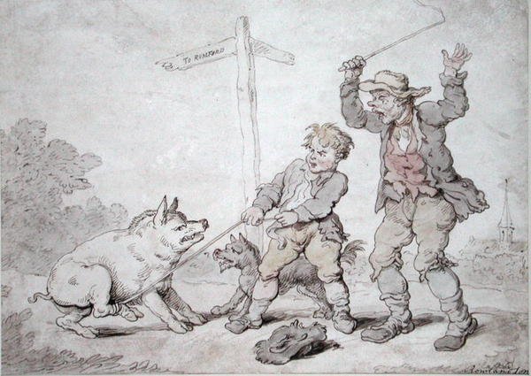 Ruosteinen pekoni (Pidheadedness and Persuasion) (muste & akvarelli paperille) tekijältä Thomas Rowlandson