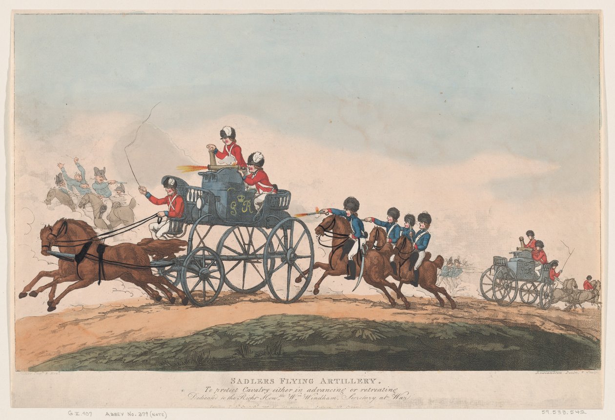 Sadlersin lentotykistö tekijältä Thomas Rowlandson