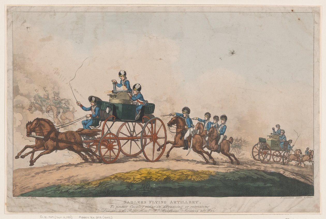Sadlersin lentotykistö tekijältä Thomas Rowlandson