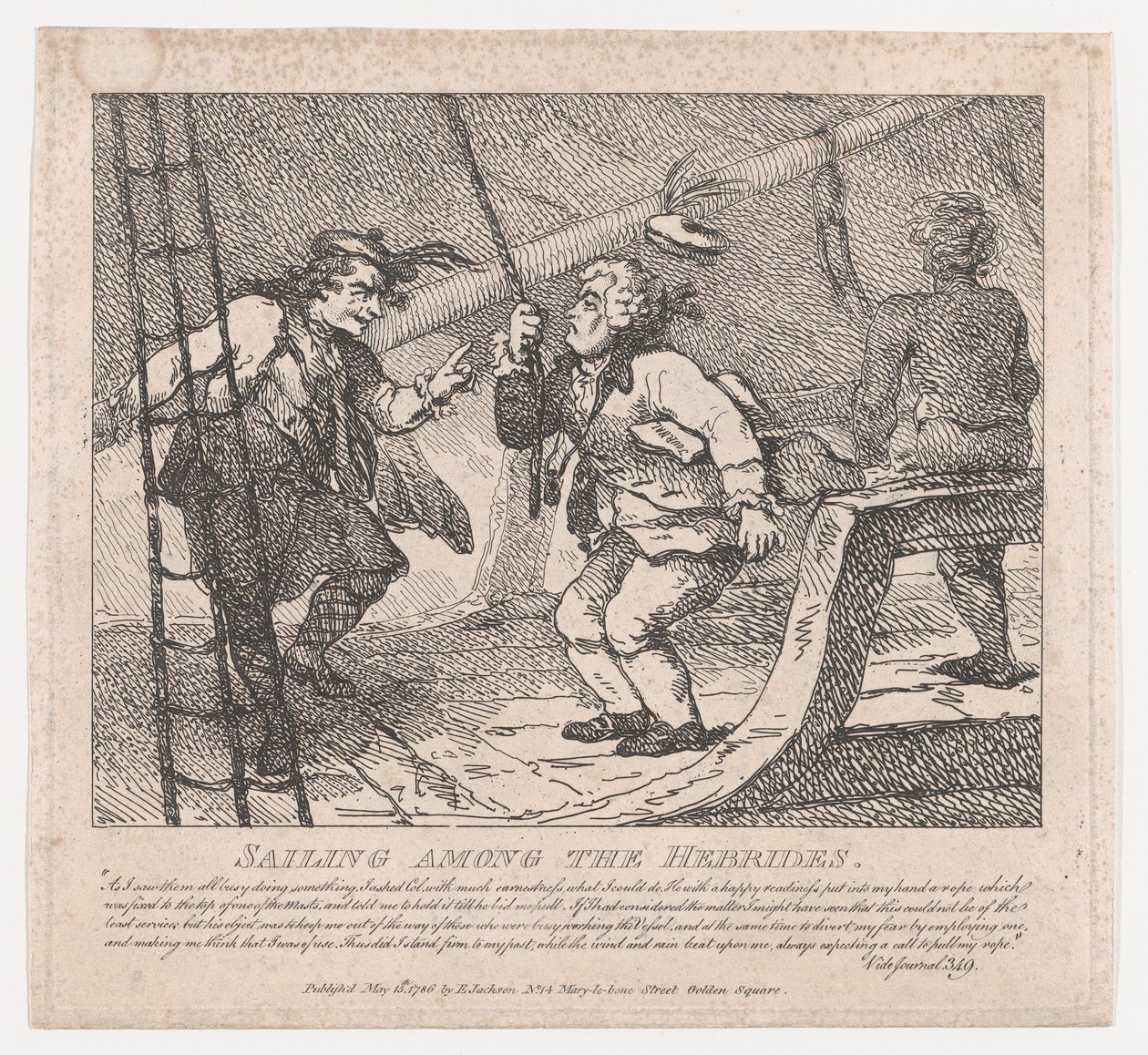 Purjehdus Hebridien joukossa Boswellin maalauksellisia kauneuksia, Toinen osa, Ju..., 10. kesäkuuta 1786. tekijältä Thomas Rowlandson