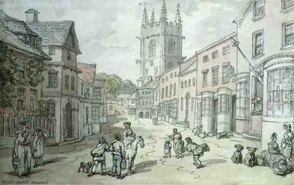 Saint Austell, Cornwall (kynä ja akvarelli paperille) tekijältä Thomas Rowlandson