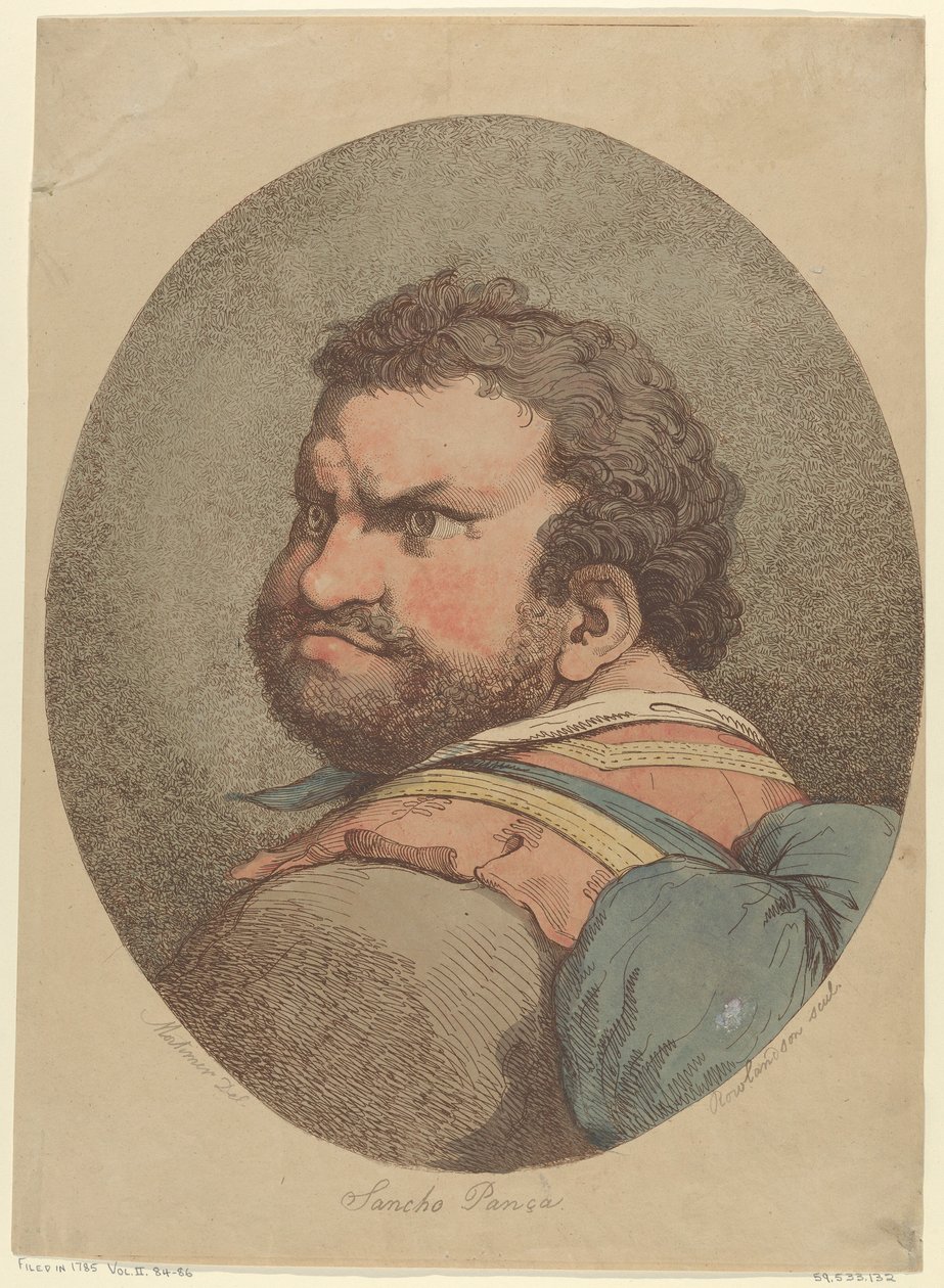 Sancho Panza, Don Quijotesta, n. 1776, n. 1776. tekijältä Thomas Rowlandson