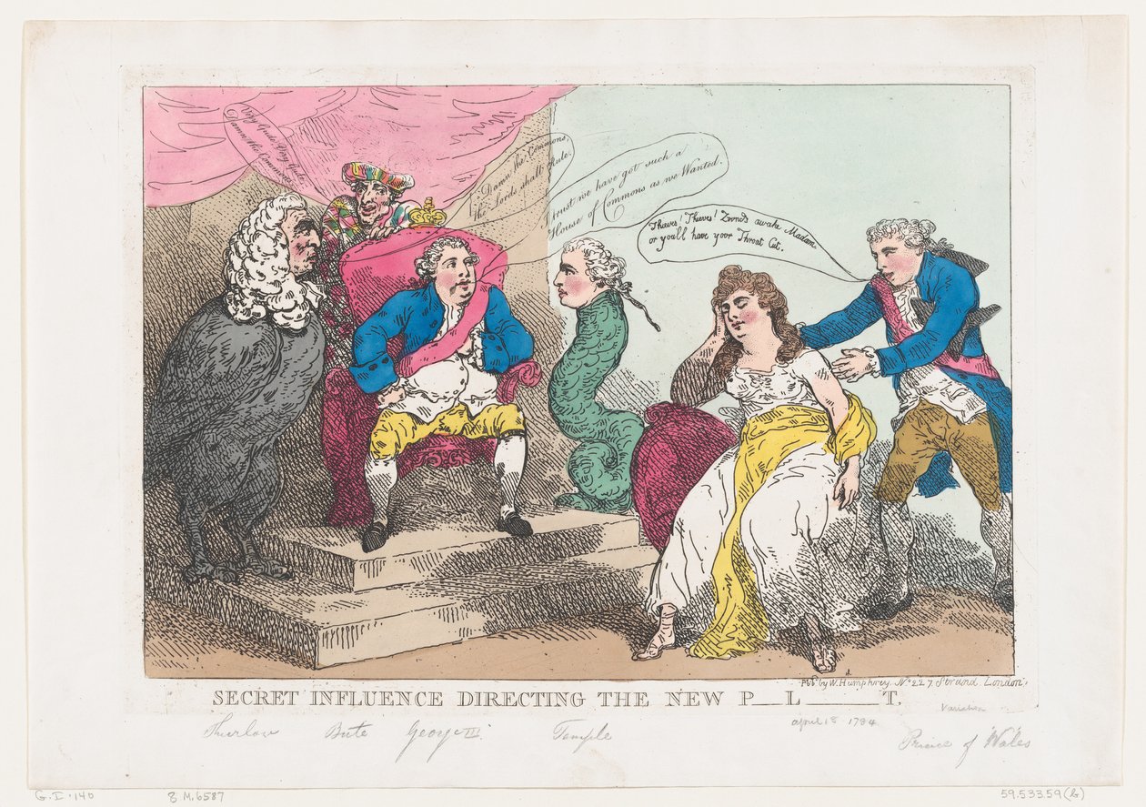 Salainen vaikutusohjaus Uusi P-l-t [parlamentti], 18. toukokuuta 1784., 18. toukokuuta 1784. tekijältä Thomas Rowlandson