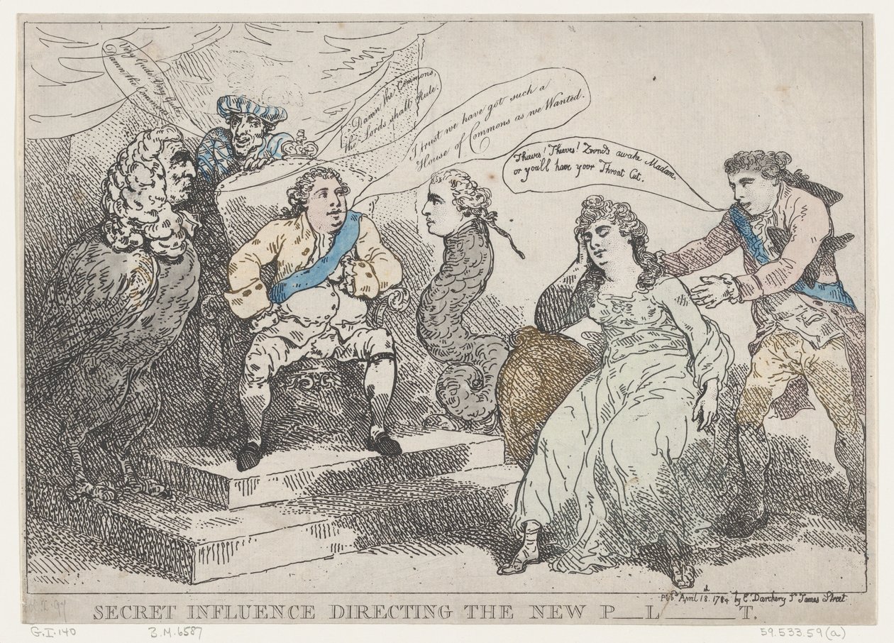 Salainen vaikutusohjaus Uusi P-l-t [parlamentti], 18. toukokuuta 1784., 18. toukokuuta 1784. tekijältä Thomas Rowlandson