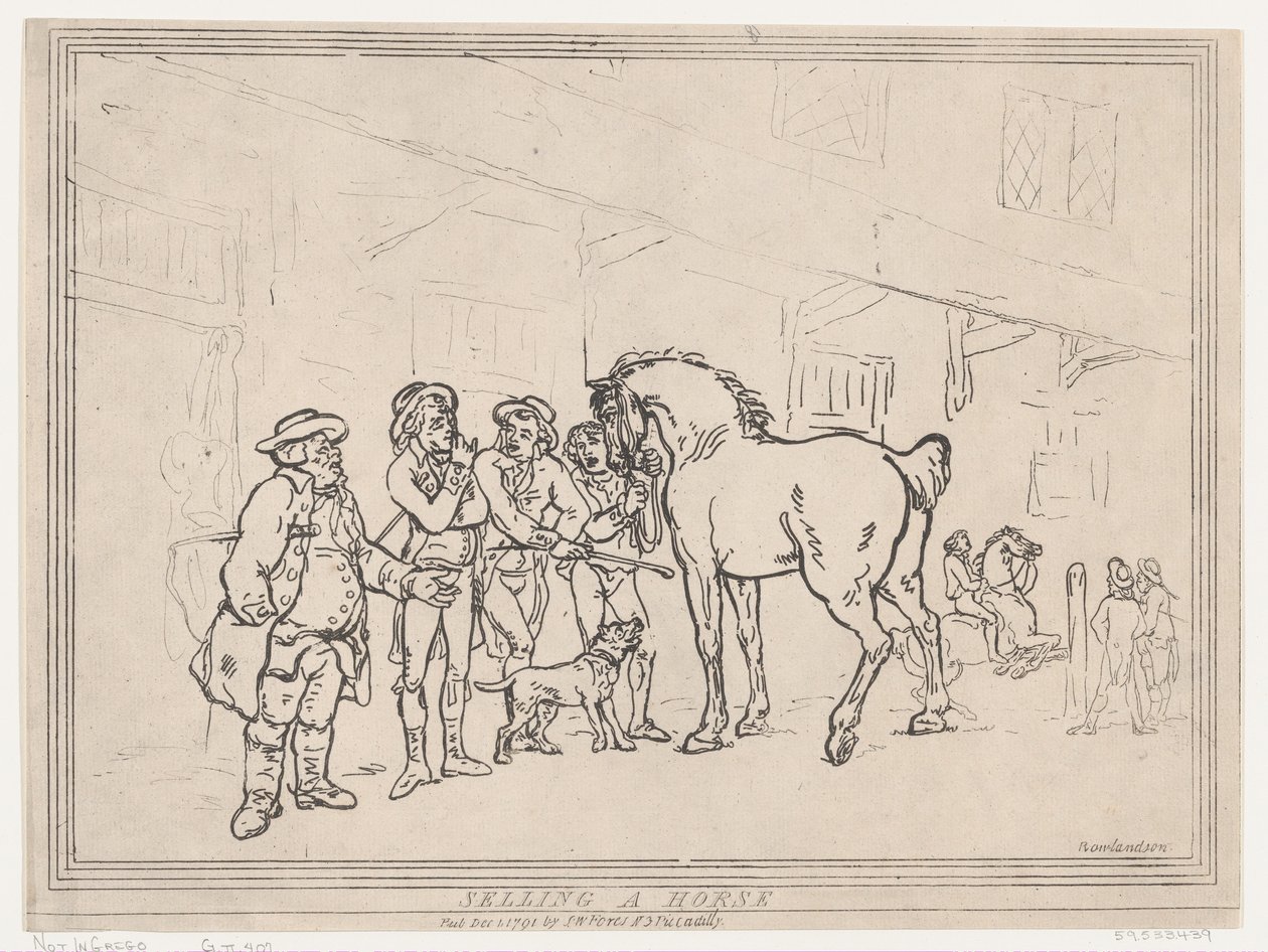 Hevosen myynti, 1.12.1791., 1.12.1791. tekijältä Thomas Rowlandson