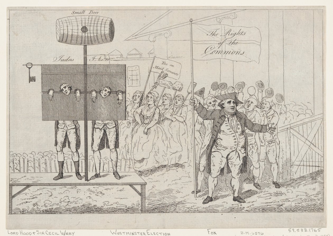 Sir Cecil Wray pillerissä, 7. toukokuuta 1784, 7. toukokuuta 1784. tekijältä Thomas Rowlandson