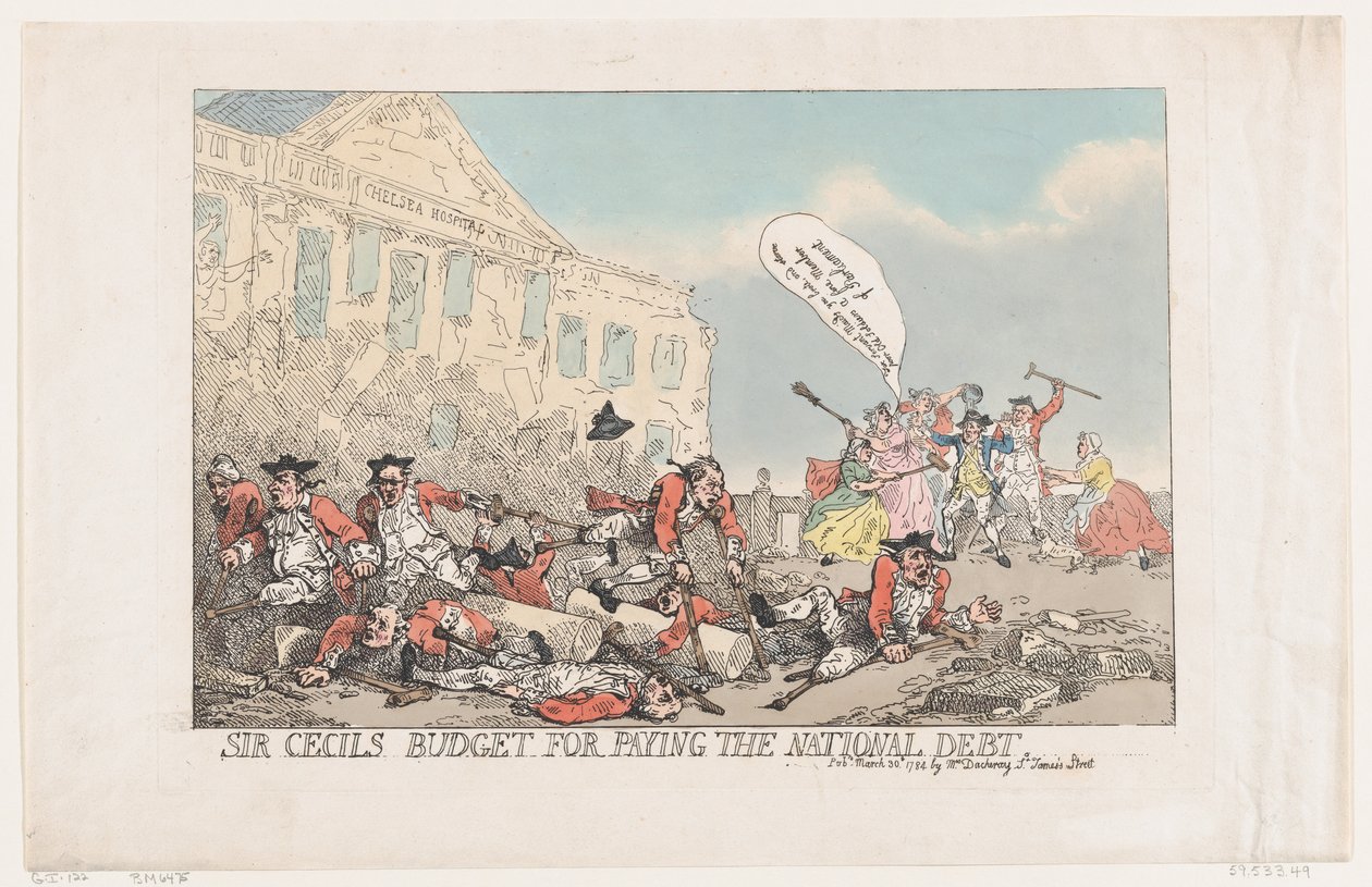 Sir Cecilsin budjetti valtionvelan maksamiseen, 30. maaliskuuta 1784, 30. maaliskuuta 1784. tekijältä Thomas Rowlandson