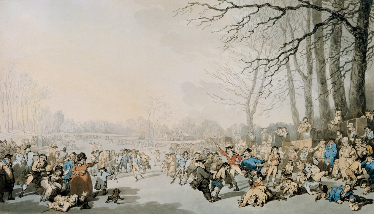 "Skateers on the Serpentine", 1784 tekijältä Thomas Rowlandson