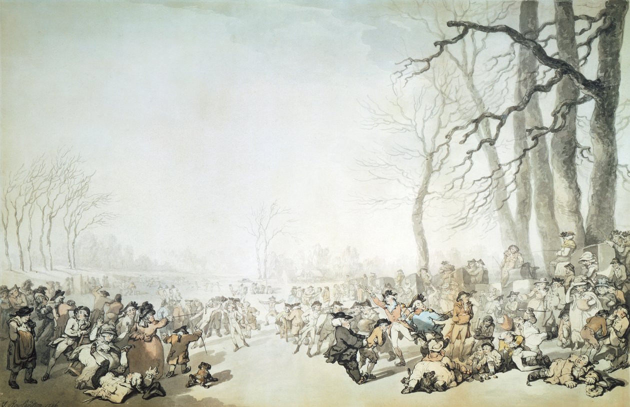 "Skaters on the Serpentine", City of Westminster, Lontoo, 1786. tekijältä Thomas Rowlandson