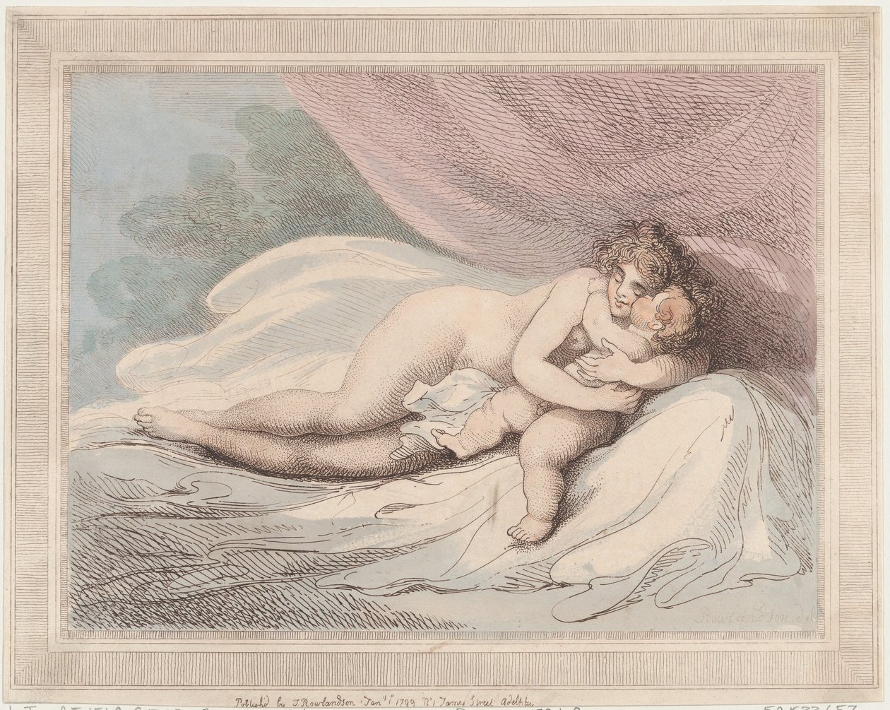 Nukkuva Venus halaa lasta, 1. tammikuuta 1799, 1. tammikuuta 1799. tekijältä Thomas Rowlandson