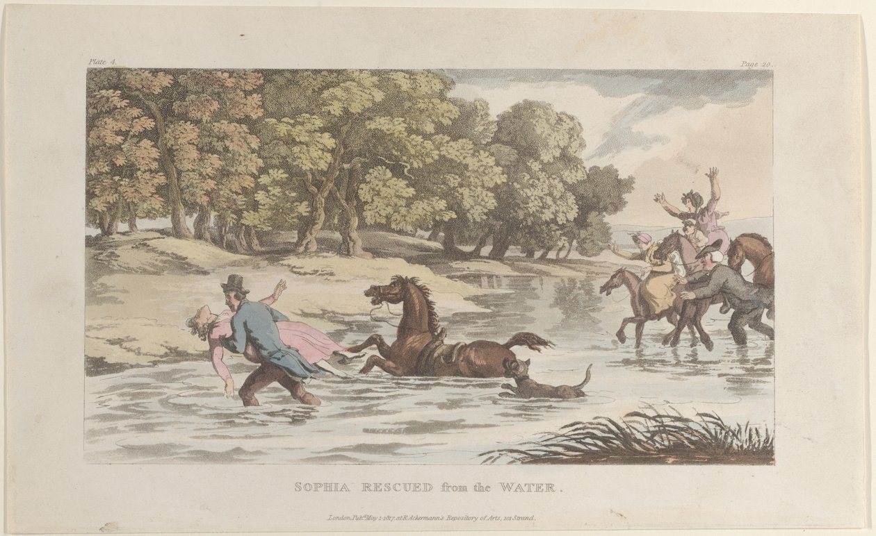 Sophia pelastettu vedestä, Wakefieldin kirkkoherrasta, 1. toukokuuta 1817, 1. toukokuuta 1817. tekijältä Thomas Rowlandson