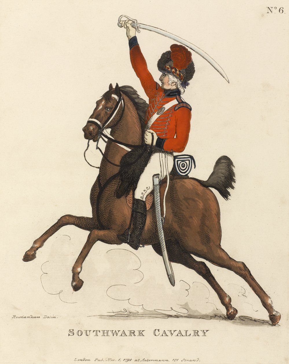 Southwarkin ratsuväki, n. 1799 (värillinen akvatinta) tekijältä Thomas Rowlandson
