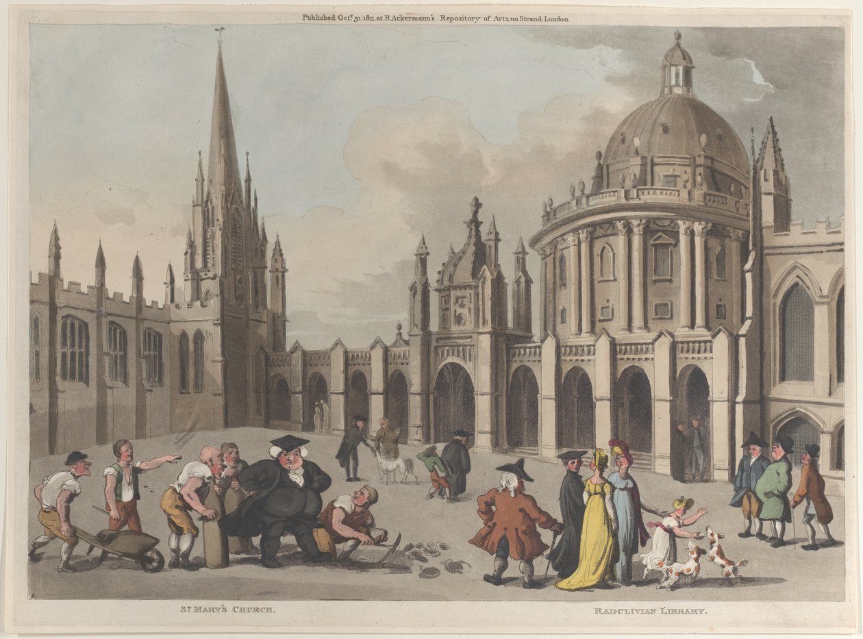 Pyhän Marian kirkko, Radclivian Library, 31. lokakuuta 1811, 31. lokakuuta 1811. tekijältä Thomas Rowlandson