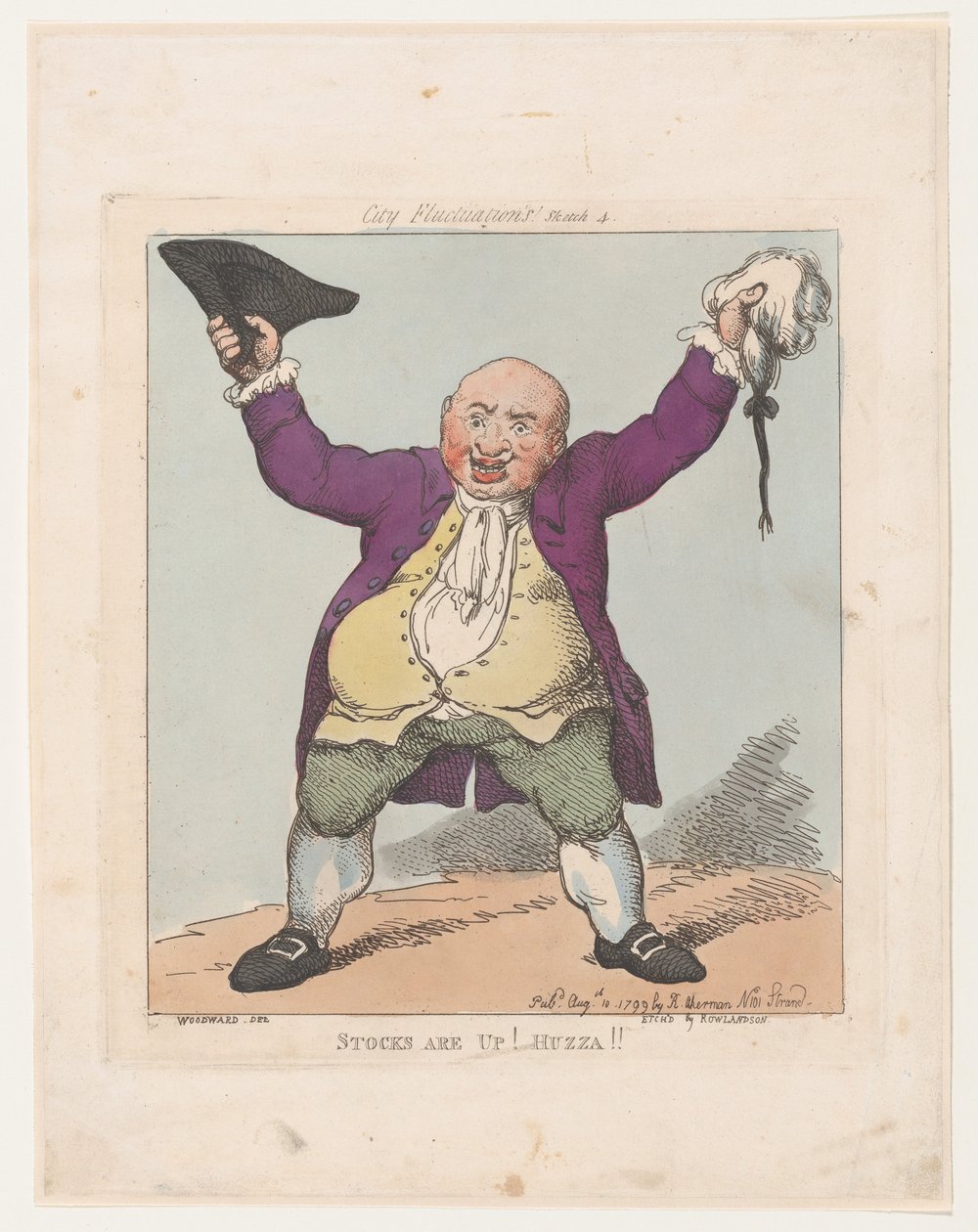 Osakkeet nousussa! Huzza!!, 10. elokuuta 1799, 10. elokuuta 1799. tekijältä Thomas Rowlandson