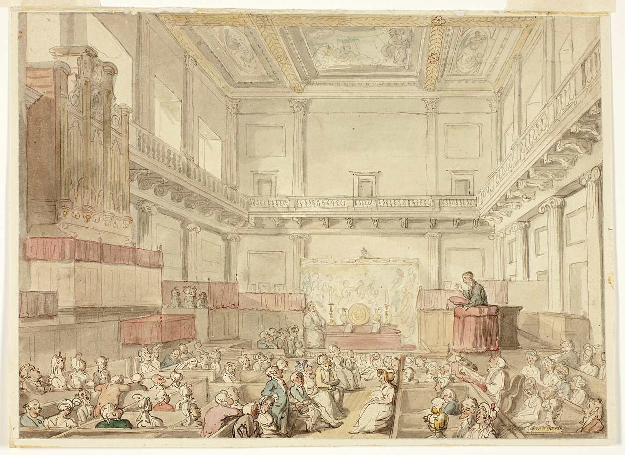Tutkimus Royal Chapel, Whitehall, Microcosm of London tekijältä Thomas Rowlandson