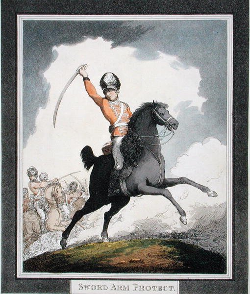 Sword Arm Protect, Unkarin ja Highland Broadswordista, julkaistu 1798 (akvatinta) tekijältä Thomas Rowlandson