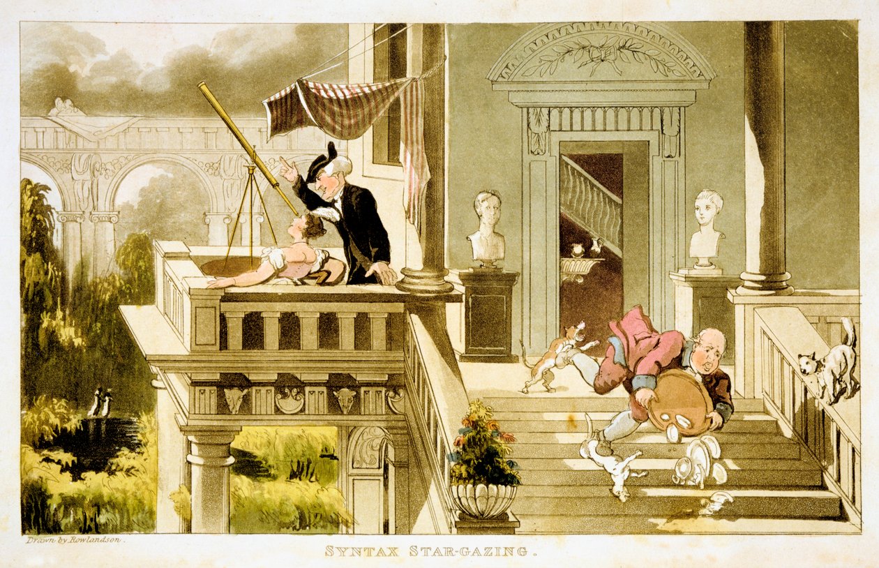 Syntaksi Star-gazing, c1815 tekijältä Thomas Rowlandson