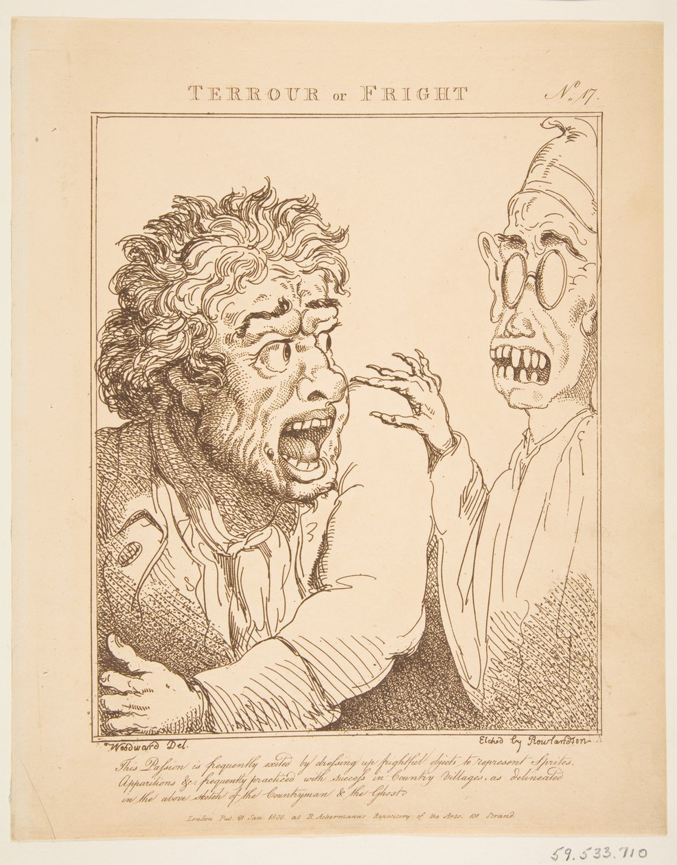 Terrour tai Fright Le Brun Travested tai Karikatyyrit intohimoista, 21. tammikuuta 1800. tekijältä Thomas Rowlandson