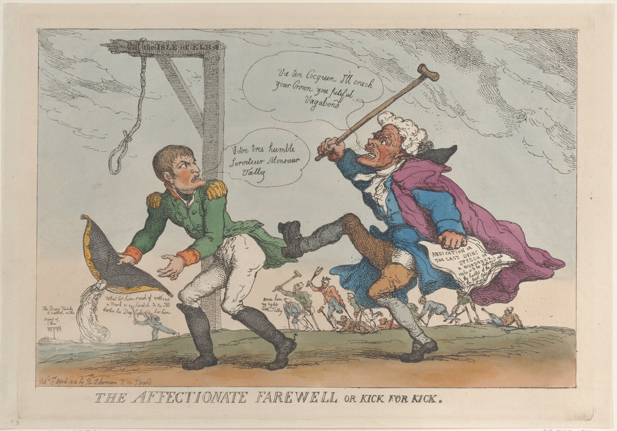 The Affectionate Farewell tai Kick for Kick, 17. huhtikuuta 1814., 17. huhtikuuta 1814. tekijältä Thomas Rowlandson