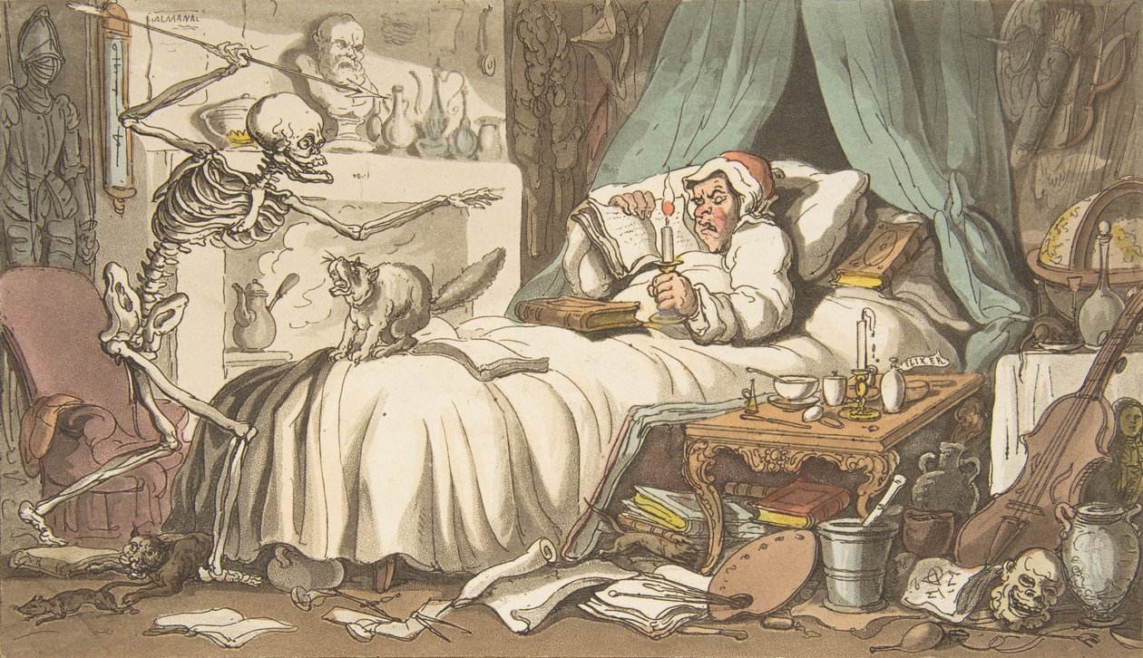 Antikvariaatin viimeinen testamentti ja testamentti The English Dance of Death, levy 2, Ap..., 1. huhtikuuta 1814. tekijältä Thomas Rowlandson
