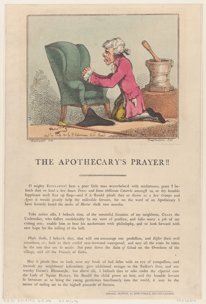Apteekin rukous!!, 30. heinäkuuta 1801, 30. heinäkuuta 1801. tekijältä Thomas Rowlandson