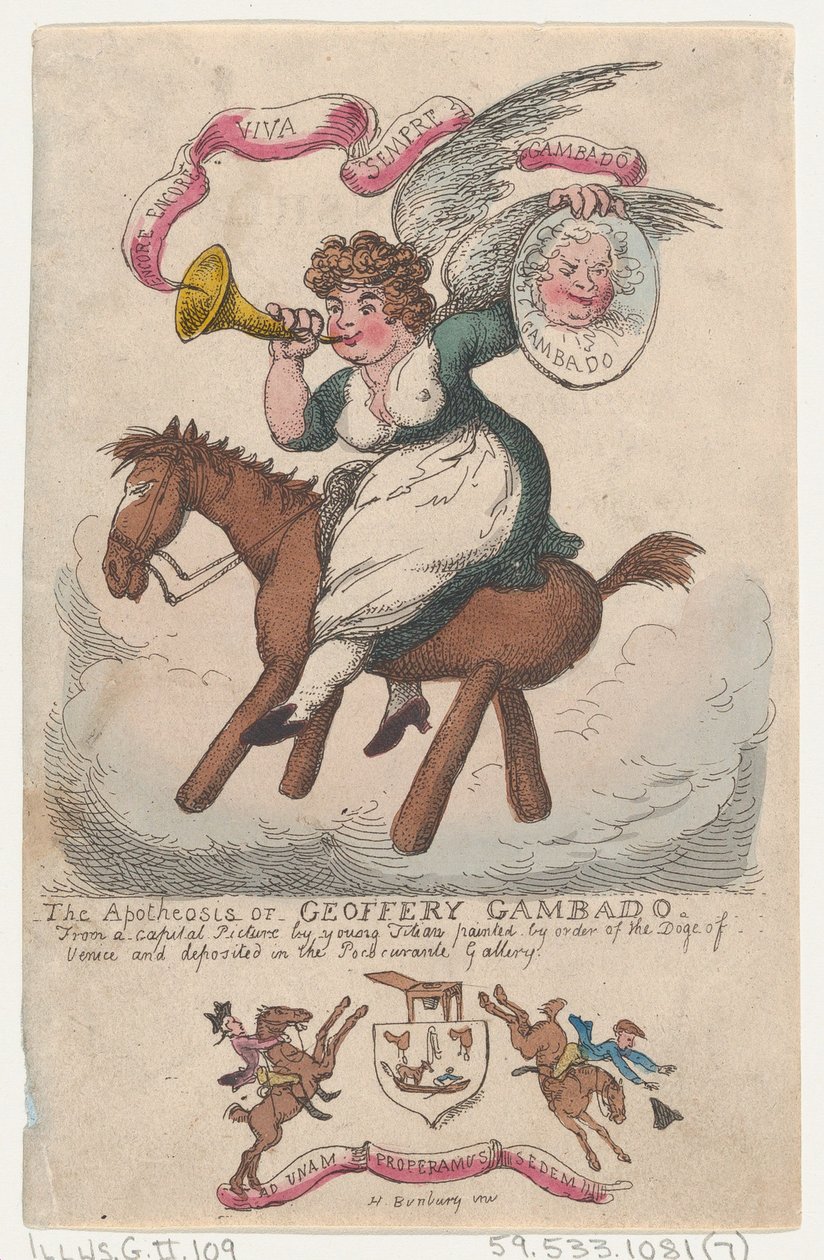 Geoffy Gambadon apoteoosi, 1808, 1808. tekijältä Thomas Rowlandson