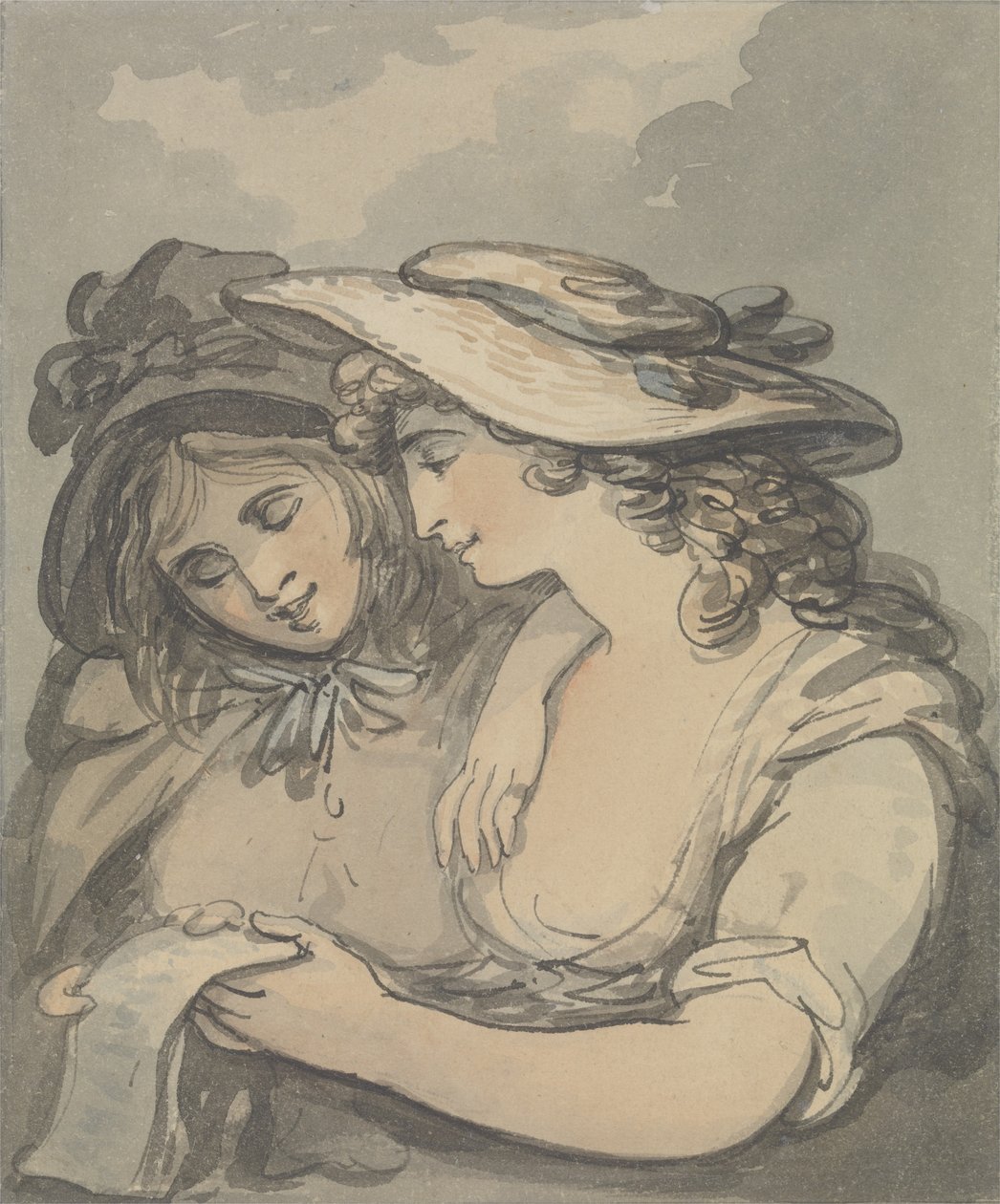 The Ballad Singers (akvarelli kynällä ja musteella grafiitin päällä paperille) tekijältä Thomas Rowlandson