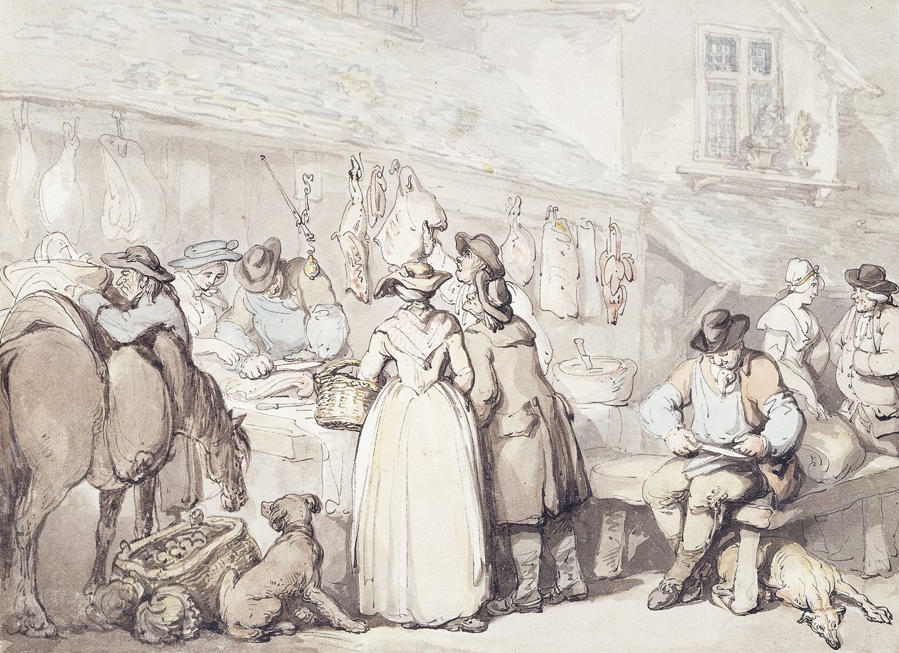 The Butchers Stall, Leadenhall Market, tekijältä Thomas Rowlandson