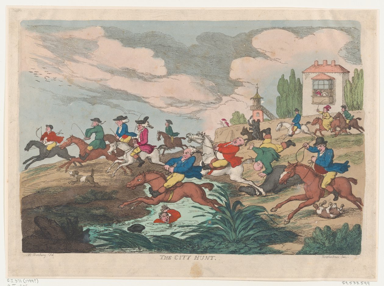 Kaupungin metsästys, n. 1810, n. 1810. tekijältä Thomas Rowlandson
