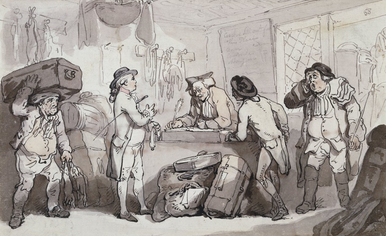 Valmentajavaraustoimisto: Thomas Rowlandson ja Henry Wigstead varaavat matkansa, tekijältä Thomas Rowlandson