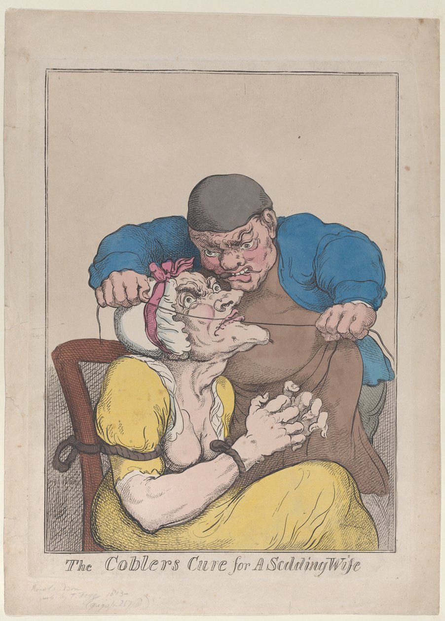 Suutarin lääke nuhtelevaan vaimoon, 1813, 1813. tekijältä Thomas Rowlandson