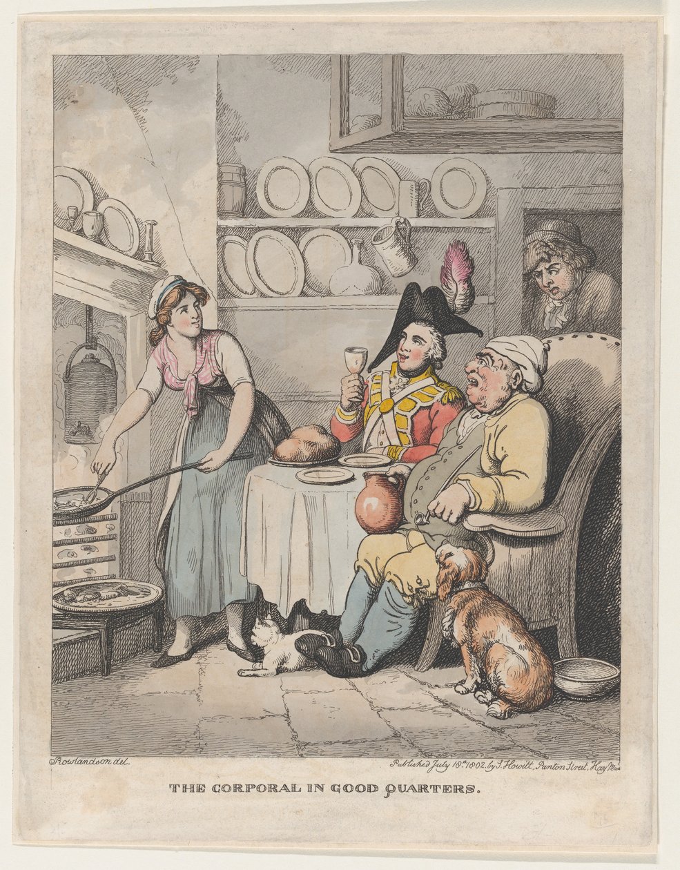 Korpraali Good Quartersissa, 18. heinäkuuta 1802, 18. heinäkuuta 1802. tekijältä Thomas Rowlandson