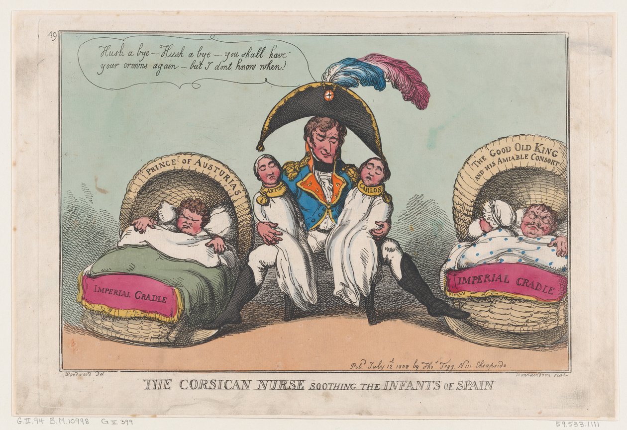 Korsikan sairaanhoitaja rauhoittaa Espanjan lapsia, 12. heinäkuuta 1808, 12. heinäkuuta 1808. tekijältä Thomas Rowlandson