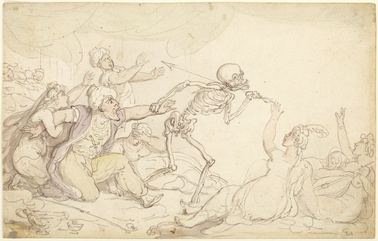 Kuoleman tanssi: Nabob vangittiin haaremissaan tekijältä Thomas Rowlandson