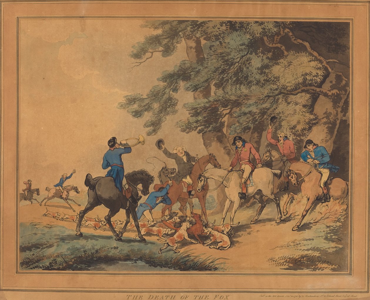 The Death of the Fox, julkaistu 1786. tekijältä Thomas Rowlandson