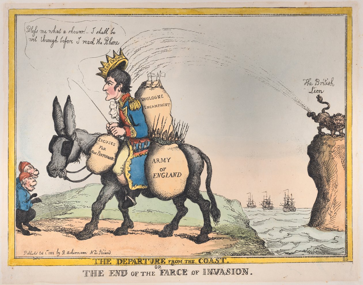 Lähtö rannikolta eli hyökkäyksen farssin loppu, 1. lokakuuta 1805, 1. lokakuuta 1805 tekijältä Thomas Rowlandson